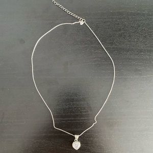 Single Heart Clear Stoned Necklace